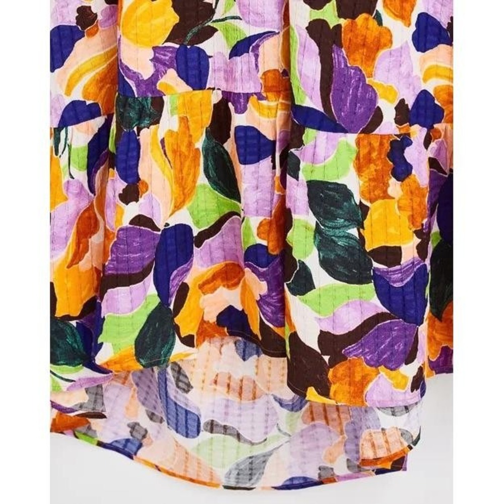 Oliver Bonas Size 10 Abstract Petal Floral Midi Dress New With Tags Light Weight - Picture 4 of 12